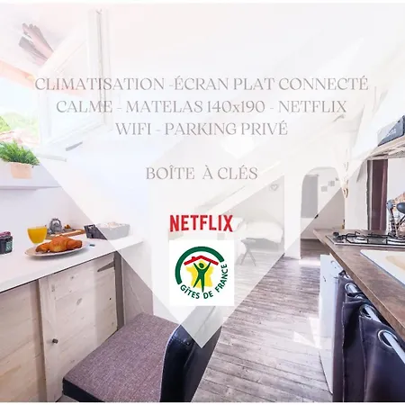 Duplex Atypique, Classe De France, Climatisation, Parking, Lit Double, Calme Et Cosy, Netflix, Wifi, 400m Centre, Boite A Cles, La Tarine شقة *